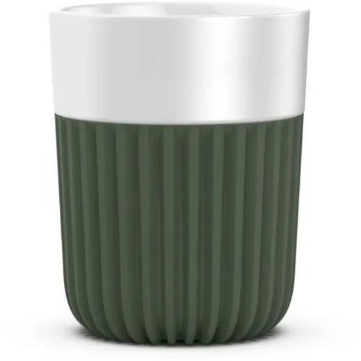 Sengetti Ribbed Coffee Mug White-Deep Olive
